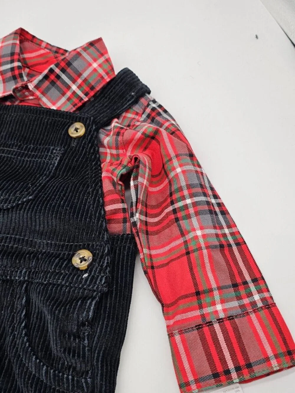 Carters Holiday Outfit Baby Size 6 Months Black Overalls Red Long Sleeve Shirt